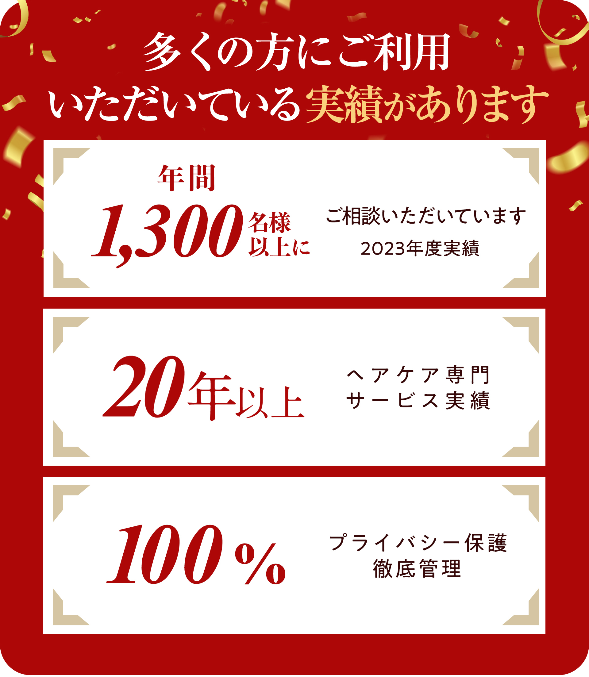 多くの方にご利用いただいている実績があります